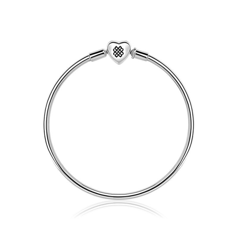 Pulseira Rígida Em Prata 925 Com Fecho Coração - 21 cm Pulseira Rígida Em Prata 925 Com Fecho Coração - 21 cm