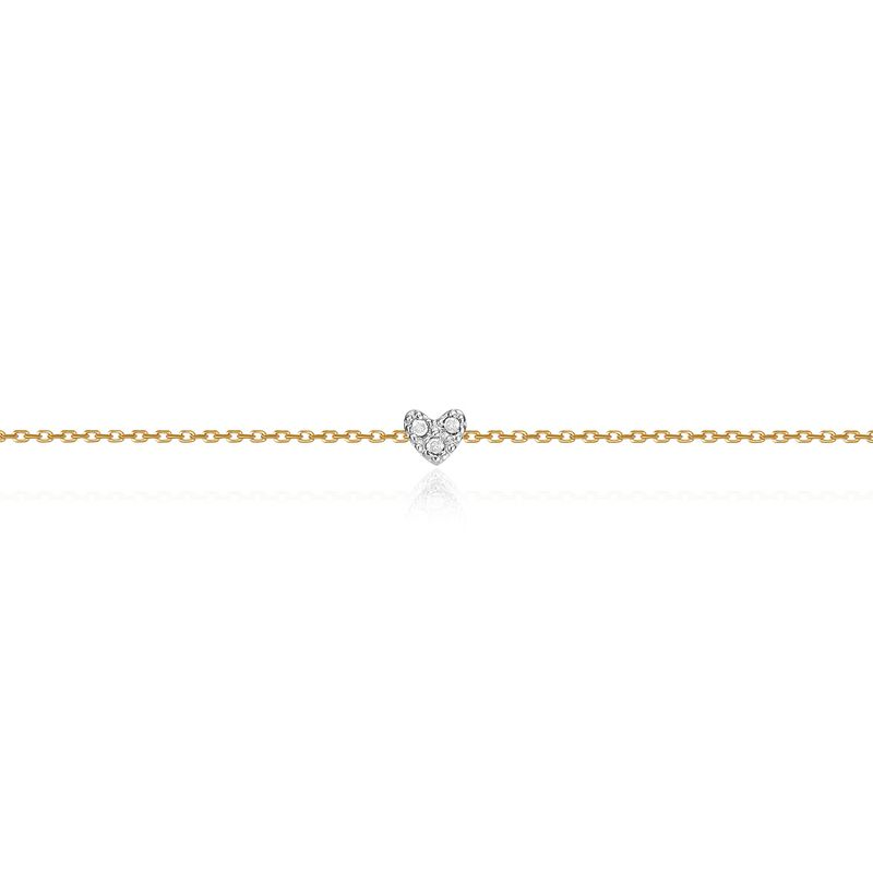 Tornozeleira Coração com Diamante em Ouro Amarelo 18k - 25 cm Tornozeleira Coração com Diamante em Ouro Amarelo 18k - 25 cm