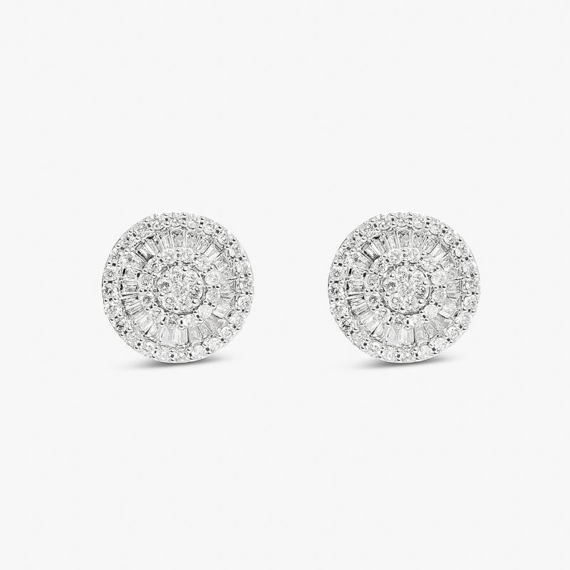 Brinco Stud com Diamantes em Ouro Branco 18k - 12 mm Brinco Stud com Diamantes em Ouro Branco 18k - 12 mm
