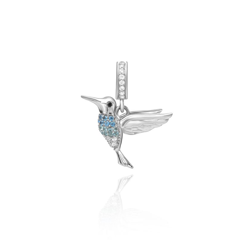 Charm Beija-Flor Cravejado em Prata 925 Charm Beija-Flor Cravejado em Prata 925