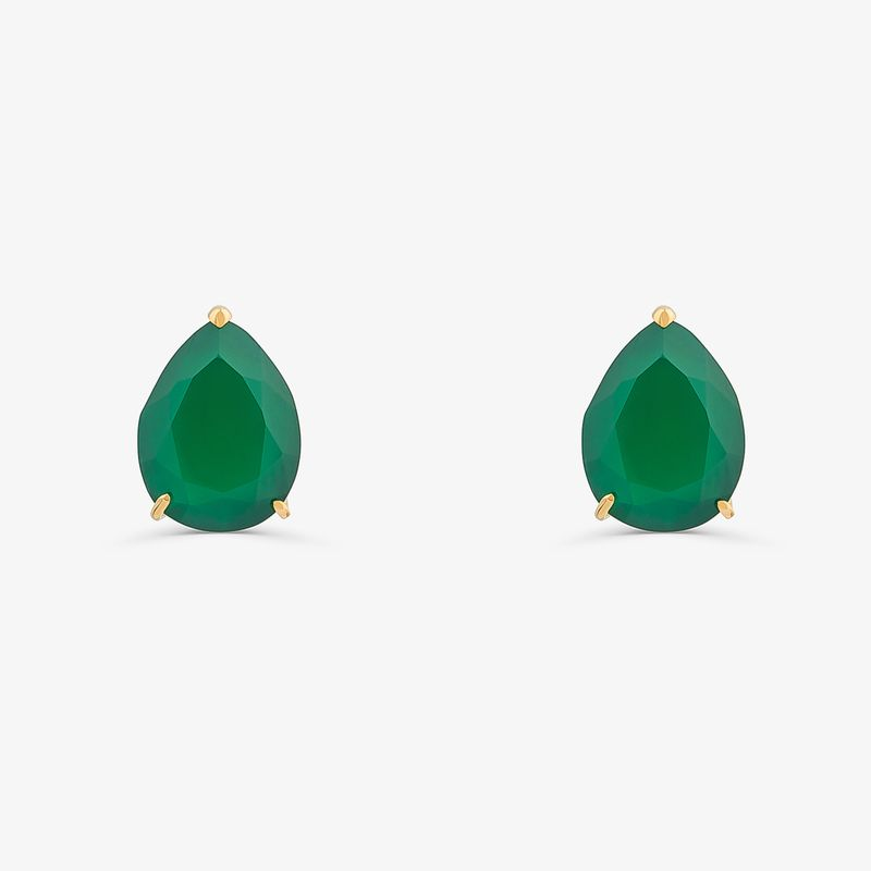 Brinco Com Quartzo Verde em Ouro Amarelo 18k