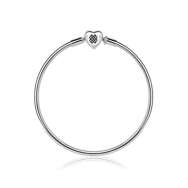 Pulseira Rígida Em Prata 925 Com Fecho Coração - 23 cm