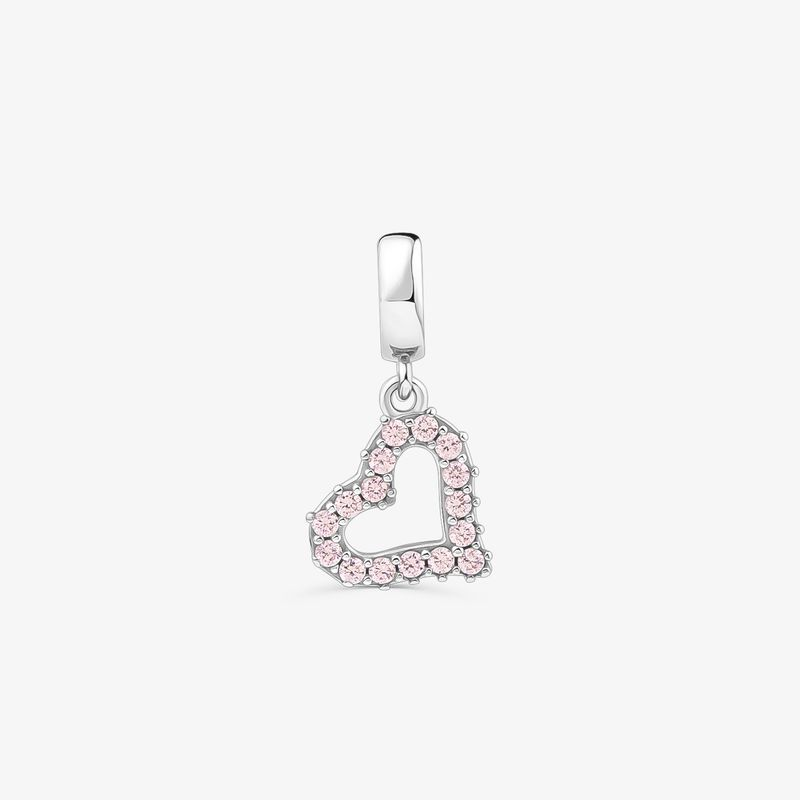 Charm Coração Cravejado em Prata 925 Charm Coração Cravejado em Prata 925