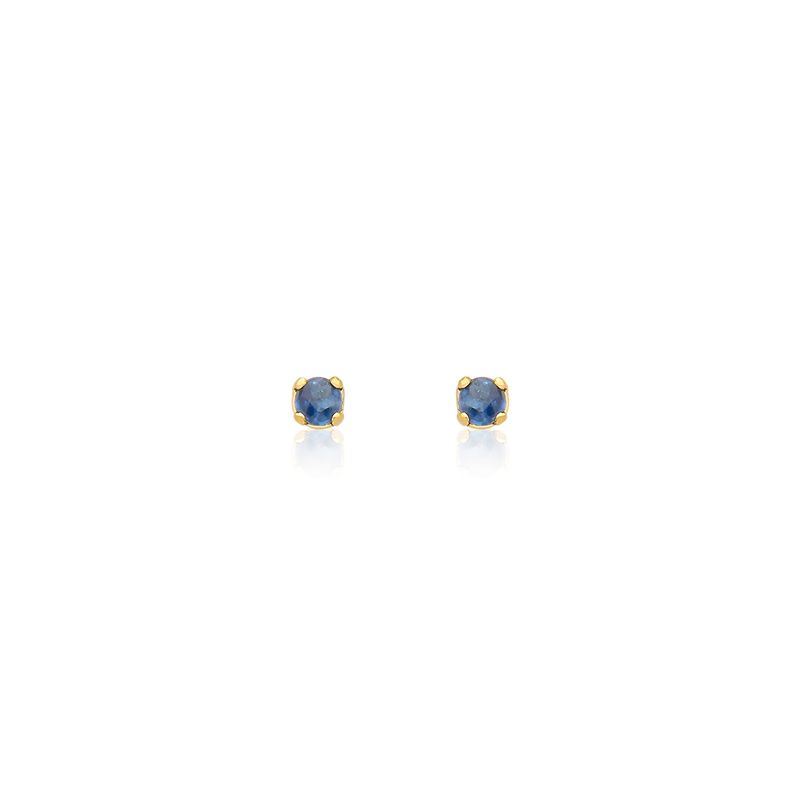 Brinco Infantil com Safira Azul em Ouro Amarelo 18k