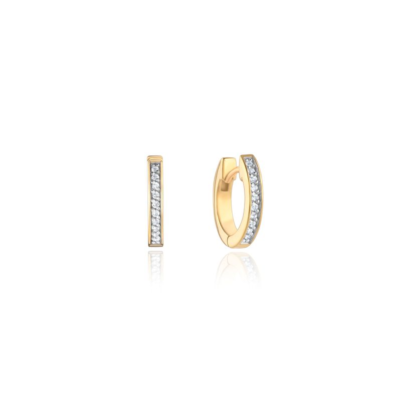 Brinco Argola com Topázio Incolor em Ouro Amarelo 18k Brinco Argola com Topázio Incolor em Ouro Amarelo 18k