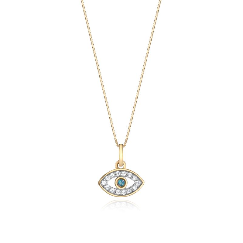 Pingente Olho Grego com Topázio Incolor e Topázio London em Ouro Amarelo 18k Pingente Olho Grego com Topázio Incolor e Topázio London em Ouro Amarelo 18k