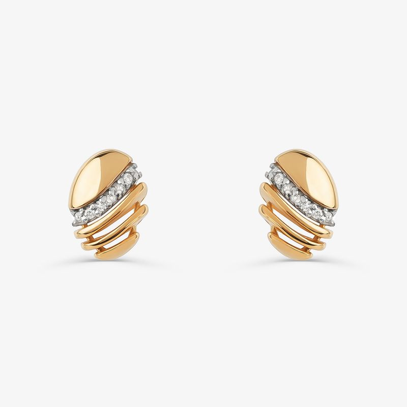 Brinco Stud com Diamantes em Ouro Amarelo 18k Brinco Stud com Diamantes em Ouro Amarelo 18k