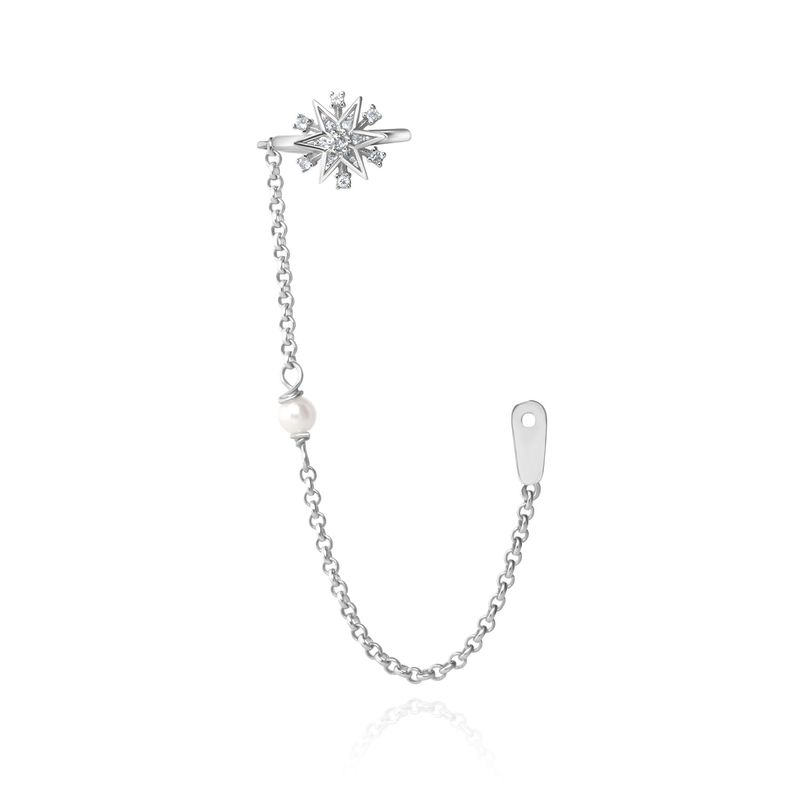 Piercing Estrela com Pérola e Topázio em Prata 925 Piercing Estrela com Pérola e Topázio em Prata 925