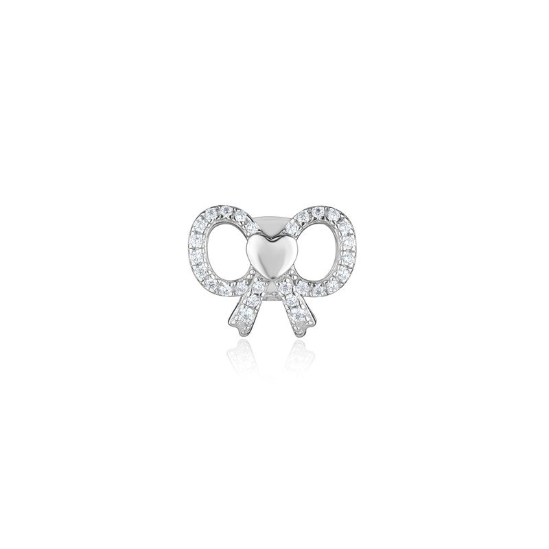Charm Laço Cravejado em Prata 925 Charm Laço Cravejado em Prata 925