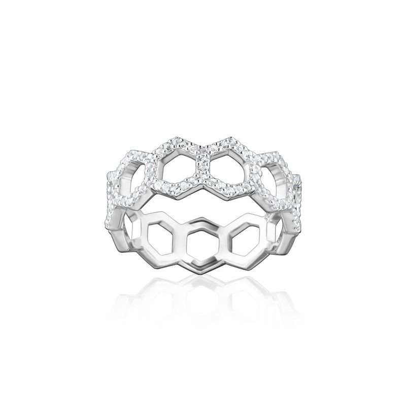 Anel Hexagonal com Topázio em Prata 925 Anel Hexagonal com Topázio em Prata 925