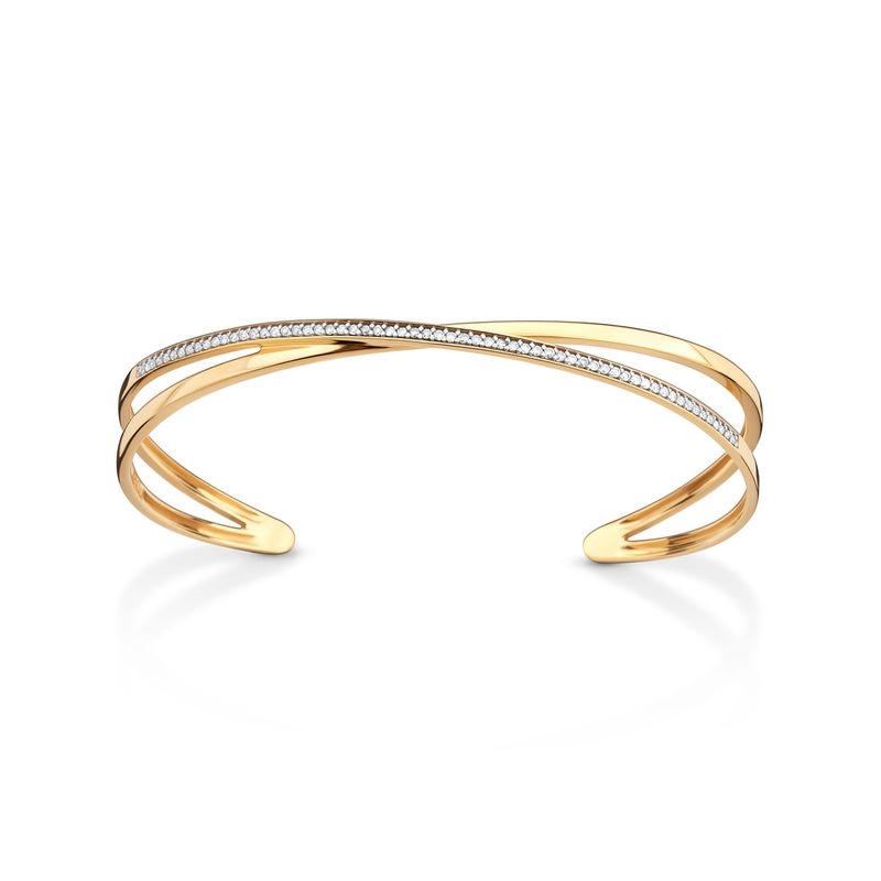 Pulseira Entrelaçada com Diamantes em Ouro Amarelo 18k - 18cm Pulseira Entrelaçada com Diamantes em Ouro Amarelo 18k - 18cm