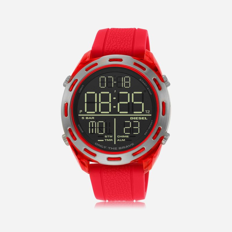 Relógio Diesel Masculino Digital em Silicone Vermelho DZ1900 Relógio Diesel Masculino Digital em Silicone Vermelho DZ1900