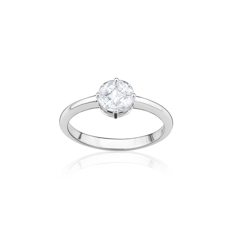 Anel com 41 Pontos de Diamantes em Ouro Branco 18k Anel com 41 Pontos de Diamantes em Ouro Branco 18k