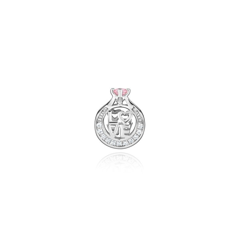 Charm Noivado Love Cravejado em Prata 925 Charm Noivado Love Cravejado em Prata 925