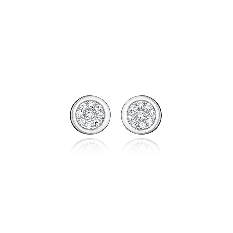 Brinco Círculos Cravejado em Prata 925 Brinco Círculos Cravejado em Prata 925
