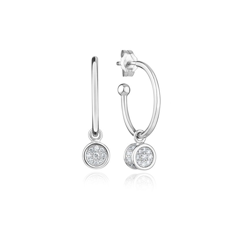 Argola Círculos Cravejado em Prata 925 Argola Círculos Cravejado em Prata 925