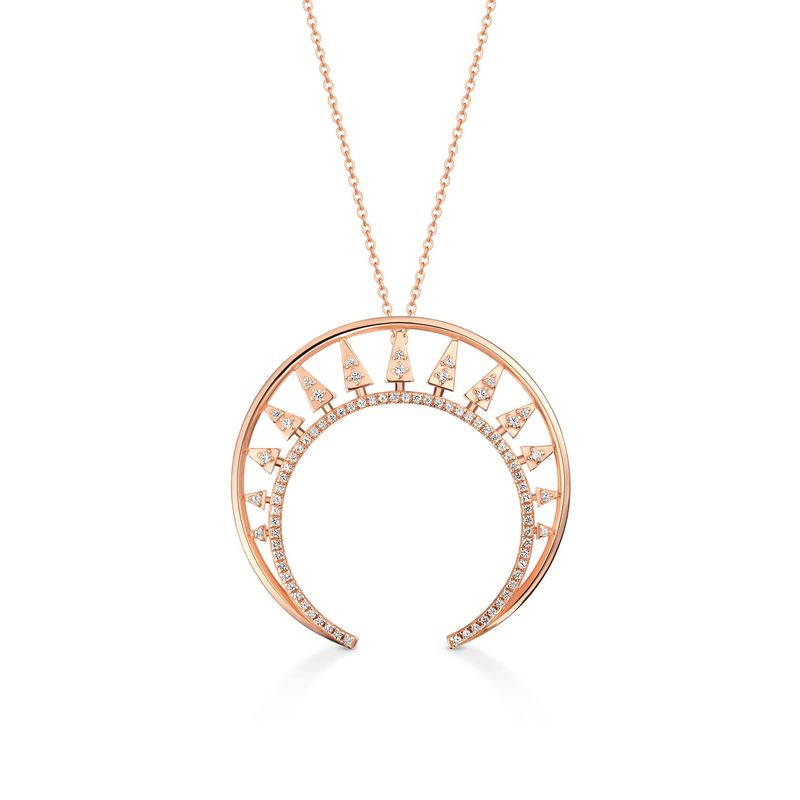 Colar Meia Lua Triângulos com Topázio em Prata 925 com Banho Ouro Rosé 18k Colar Meia Lua Triângulos com Topázio em Prata 925 com Banho Ouro Rosé 18k
