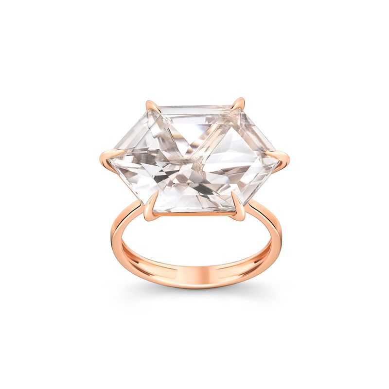 Anel Hexagonal com Quartzo Murion em Ouro Rosé 18k Anel Hexagonal com Quartzo Murion em Ouro Rosé 18k