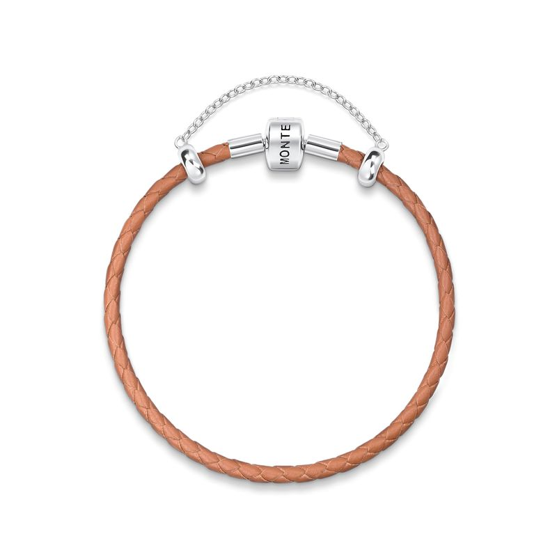 Pulseira De Couro Marrom E Prata 925 - 19,5 cm Pulseira De Couro Marrom E Prata 925 - 19,5 cm