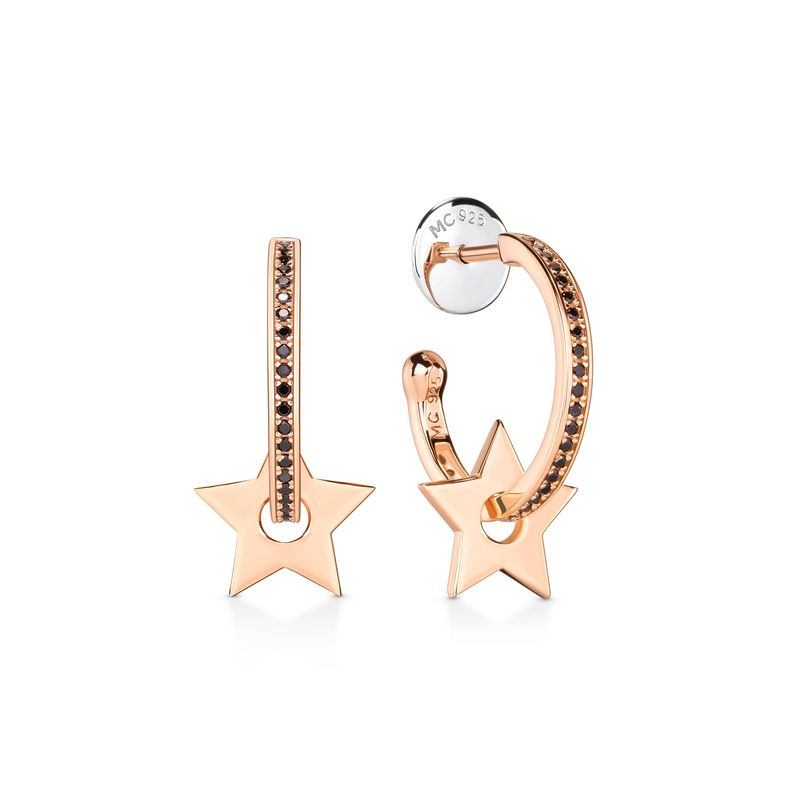 Argola Estrela Cravejada com Espinélio em Prata 925 com Banho de Ouro Rosé Argola Estrela Cravejada com Espinélio em Prata 925 com Banho de Ouro Rosé