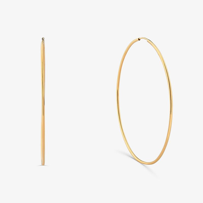 Brinco Argola Fio Redondo em Ouro Amarelo 18k - 50mm Brinco Argola Fio Redondo em Ouro Amarelo 18k - 50mm