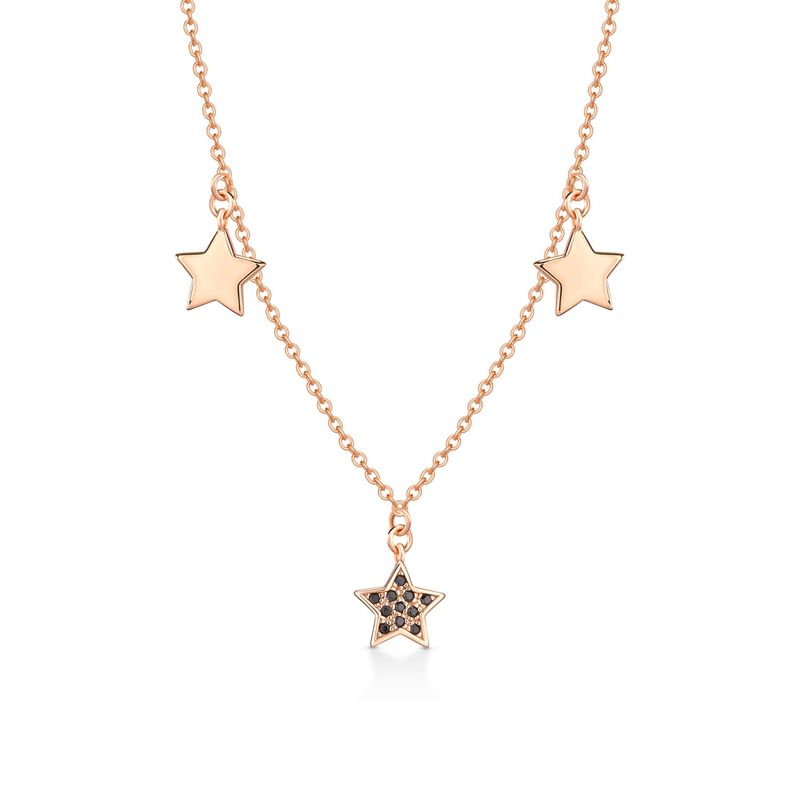 Colar Estrelas Cravejado com Espinélio em Prata 925 com Banho de Ouro Rosé Colar Estrelas Cravejado com Espinélio em Prata 925 com Banho de Ouro Rosé