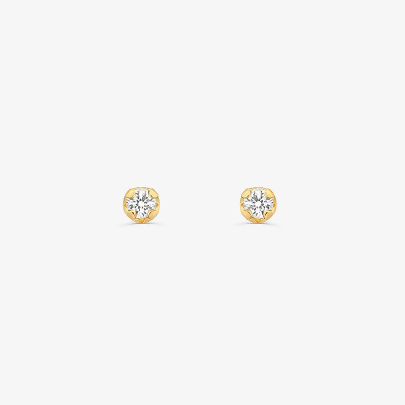 Brinco Infantil com 3.5 Pontos de Diamantes em Ouro Amarelo 18k Brinco Infantil com 3.5 Pontos de Diamantes em Ouro Amarelo 18k