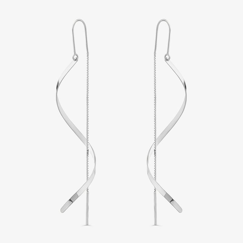 Brinco Fitas em Ouro Branco 18k Brinco Fitas em Ouro Branco 18k