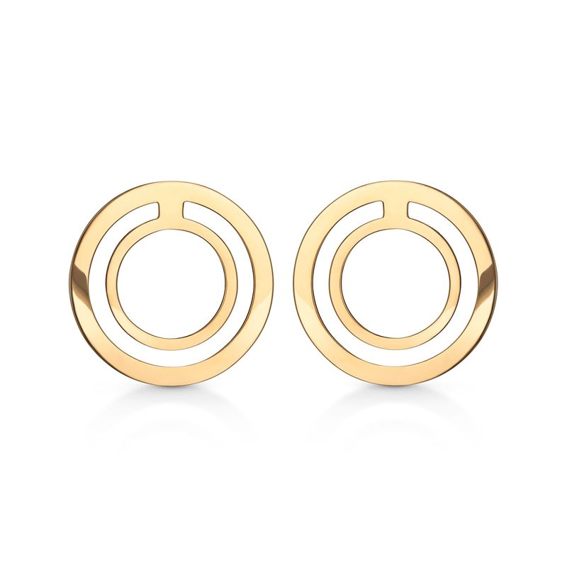 Brinco Círculo Vazado em Prata 925 com Banho de Ouro Amarelo 18k