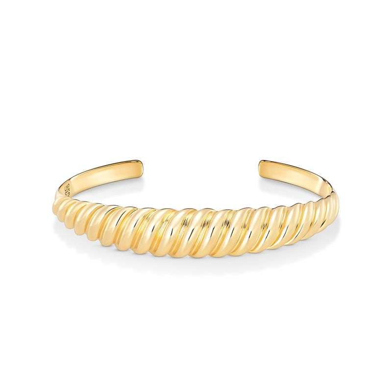 Pulseira Rígida Ondulada em Prata 925 com Banho de Ouro 18k - 17cm Pulseira Rígida Ondulada em Prata 925 com Banho de Ouro 18k - 17cm