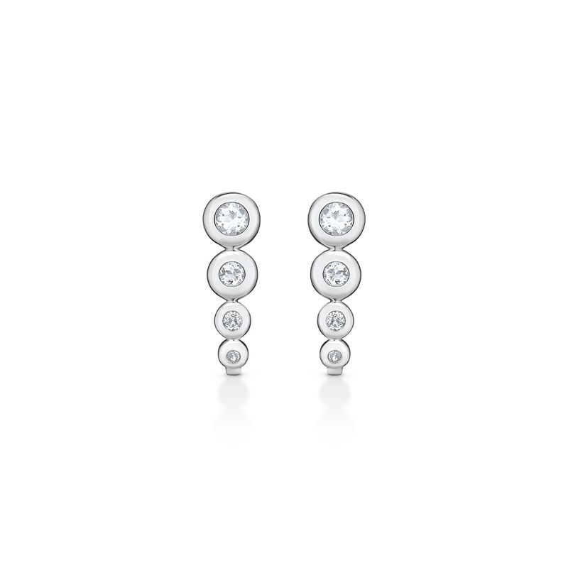 Brinco Argola Círculos com Topázio em Prata 925 Brinco Argola Círculos com Topázio em Prata 925