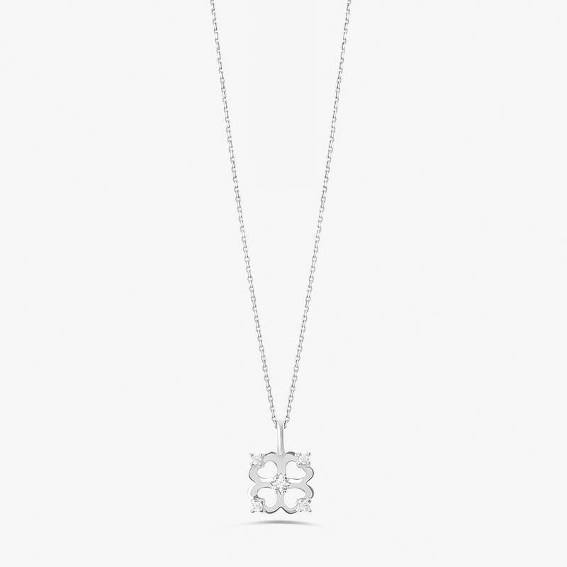 Colar Trevo Cravejado em Prata 925