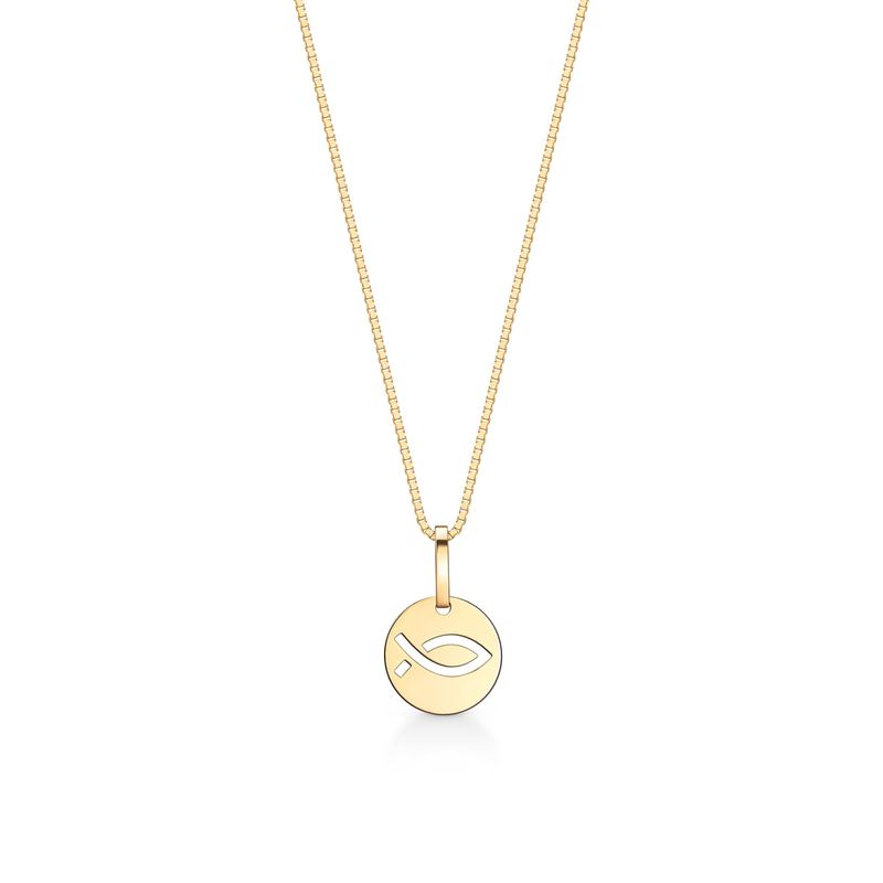 Pingente Peixe Cristão em Ouro Amarelo 18k Pingente Peixe Cristão em Ouro Amarelo 18k