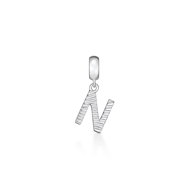 Charm Letra N em Prata 925 Charm Letra N em Prata 925
