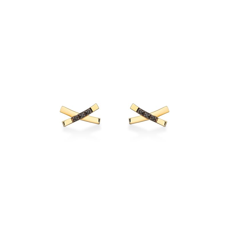 Brinco Cruzado com Espinélio em Prata 925 com Banho de Ouro Amarelo 18k