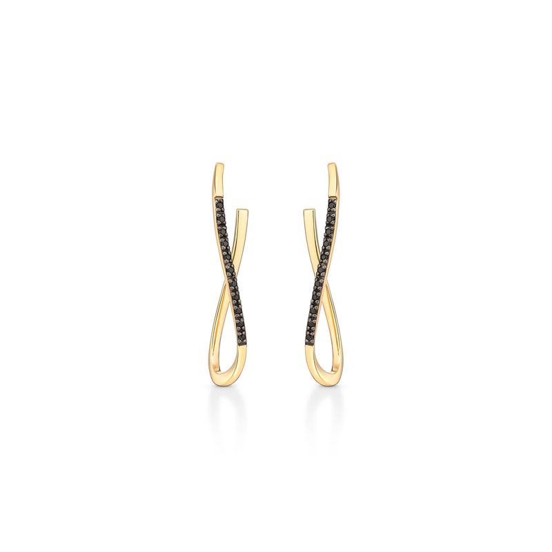 Brinco Argola Infinito com Espinélio em Prata 925 com Banho de Ouro Amarelo 18k