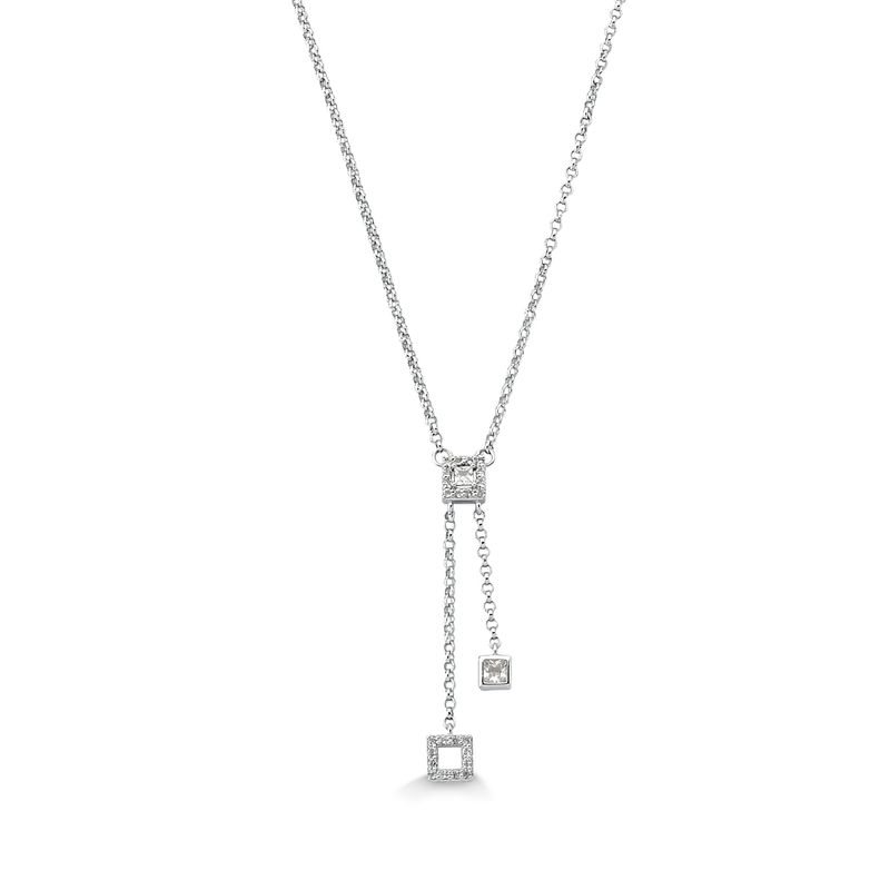 Colar Gravata Geométrico com Safiras em Prata 925 Colar Gravata Geométrico com Safiras em Prata 925
