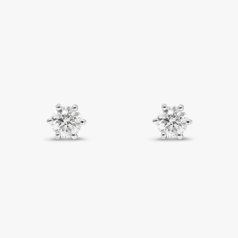 Brinco Solitário com 100 Pontos de Diamantes em Ouro Branco 18k Brinco Solitário com 100 Pontos de Diamantes em Ouro Branco 18k