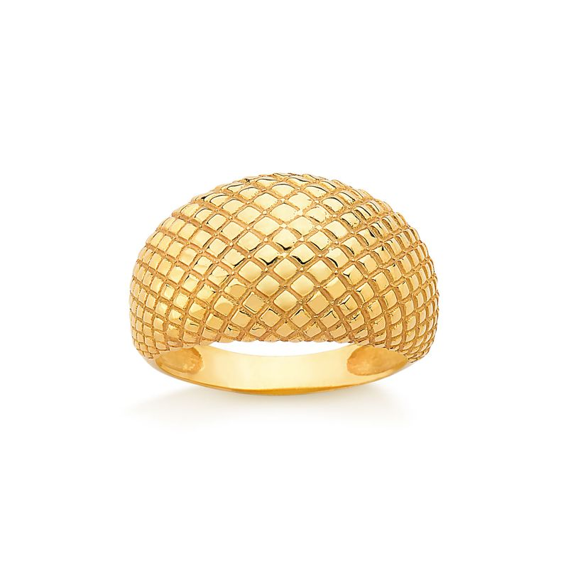 Anel Bombê texturizado Matelassê em Prata 925 com Banho de Ouro Amarelo 18k Anel Bombê texturizado Matelassê em Prata 925 com Banho de Ouro Amarelo 18k