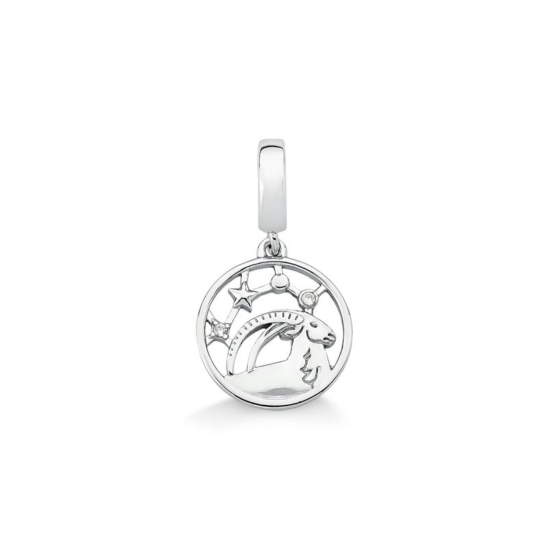 Charm Capricórnio Cravejado em Prata 925 Charm Capricórnio Cravejado em Prata 925