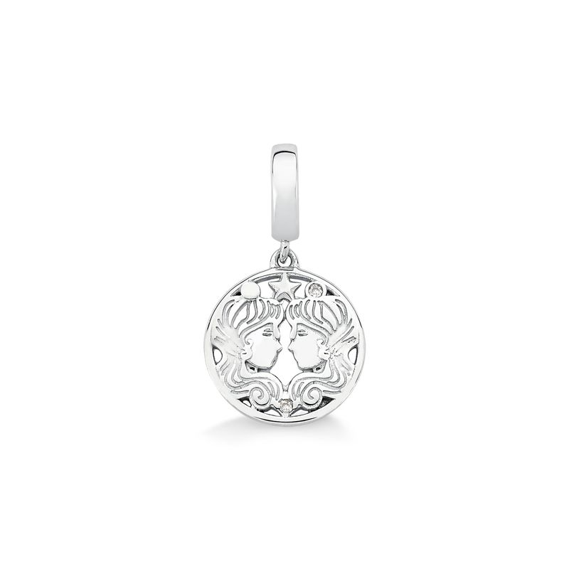 Charm Gêmeos Cravejado em Prata 925 Charm Gêmeos Cravejado em Prata 925