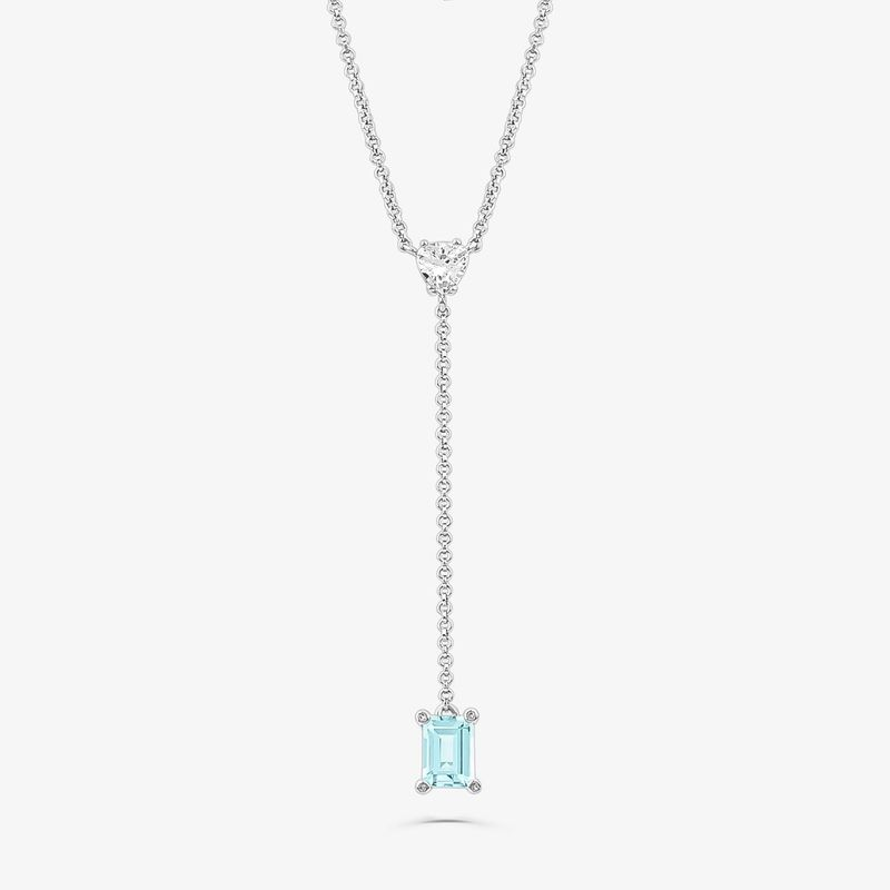 Colar Gravata com Safira e Topázio Azul em Prata 925 Colar Gravata com Safira e Topázio Azul em Prata 925