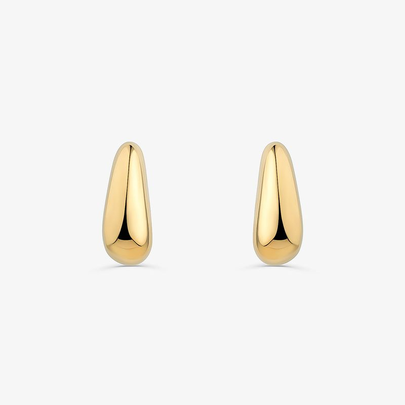 Brinco Arredondado Gota em Prata 925 com Banho de Ouro Amarelo 18k