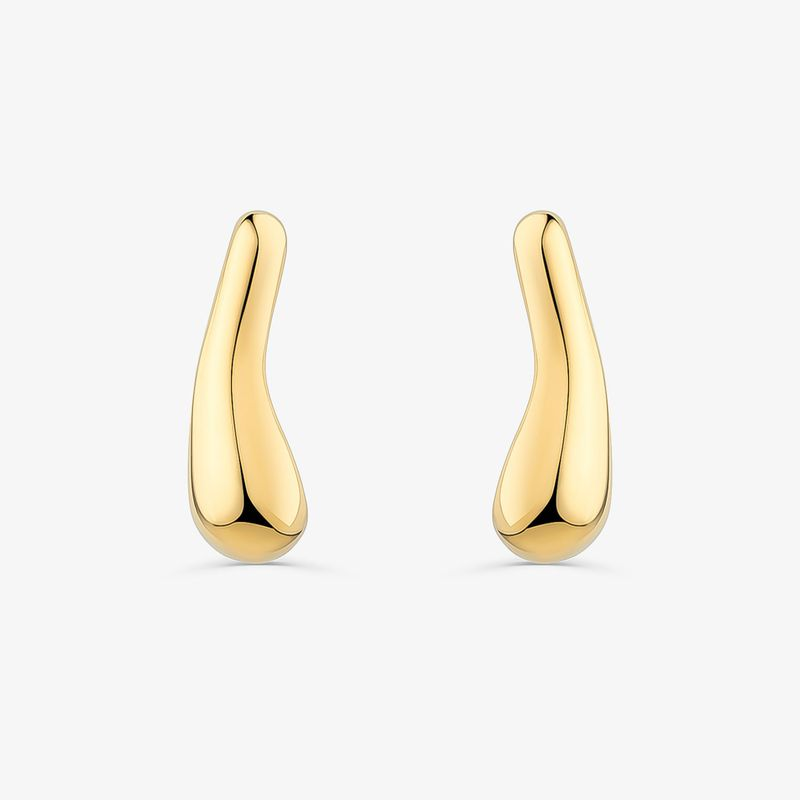Brinco Arredondado Curvado em Prata 925 com Banho de Ouro Amarelo 18k