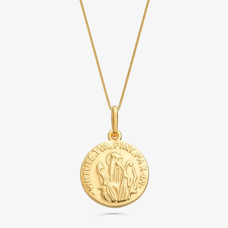 Pingente Medalha de São Bento em Prata 925 com Banho de Ouro Amarelo 18k Pingente Medalha de São Bento em Prata 925 com Banho de Ouro Amarelo 18k