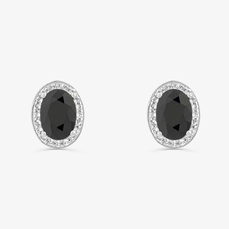 Brinco Oval com Safira e Topázio em Prata 925 Brinco Oval com Safira e Topázio em Prata 925