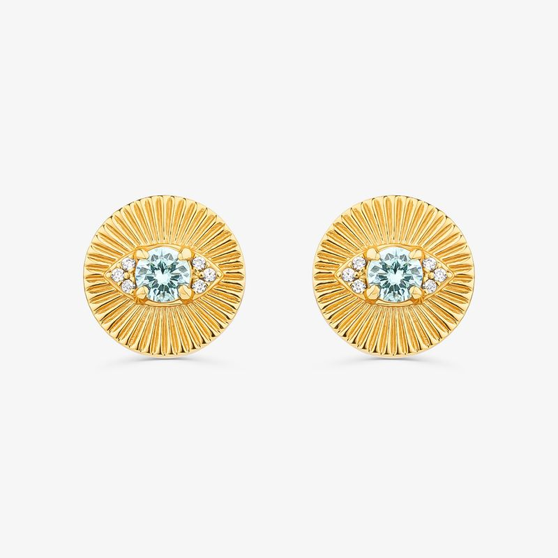 Brinco Olho Grego Cravejado em Prata 925 com Banho de Ouro Amarelo 18k