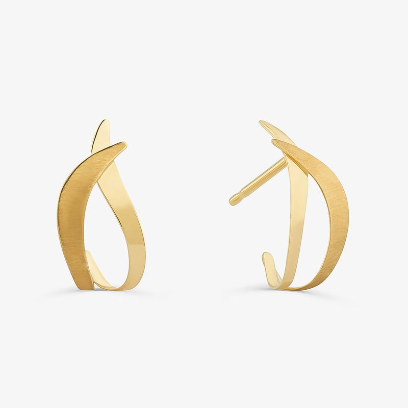 Brinco Stud Orgânico Ondas em Ouro Amarelo 18k Brinco Stud Orgânico Ondas em Ouro Amarelo 18k