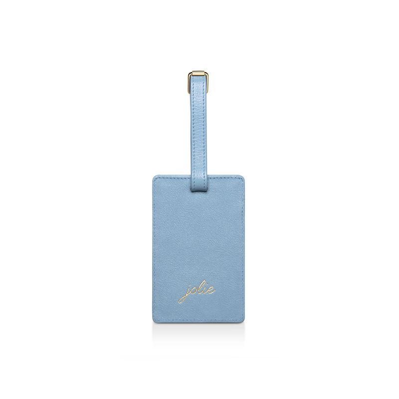 Tag para Mala em Couro Azul Céu Tag para Mala em Couro Azul Céu