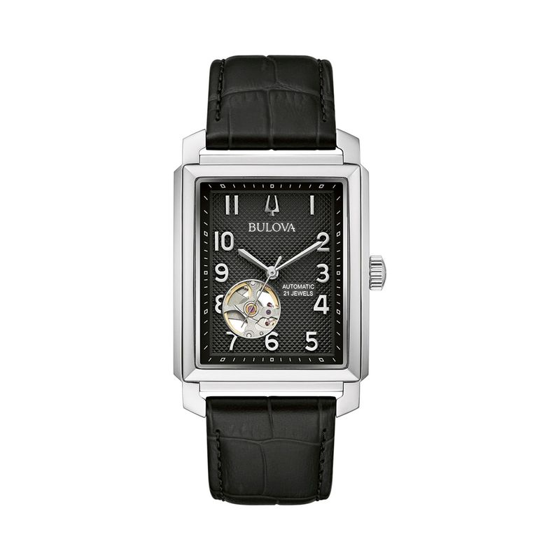 Relógio Bulova Automático Masculino em Couro Preto 96A269 Relógio Bulova Automático Masculino em Couro Preto 96A269